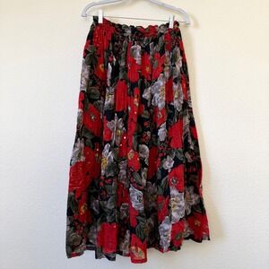 Indie Boho Grunge Floral Embroidered Sequin  Maxi Skirt Retro Hippie Funky